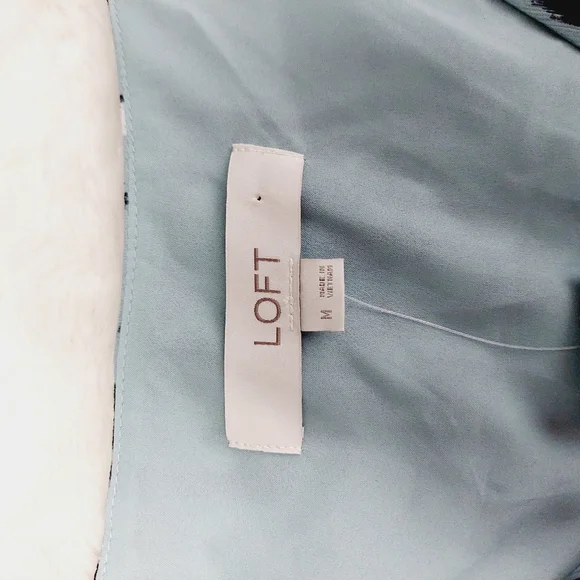 New LOFT Blue Leopard Print Long Sleeve V-Neck Midi Dress P 405 - Picture 7 of 10